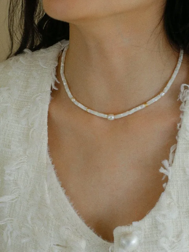 White Mother of Fritillary Pearl Necklace