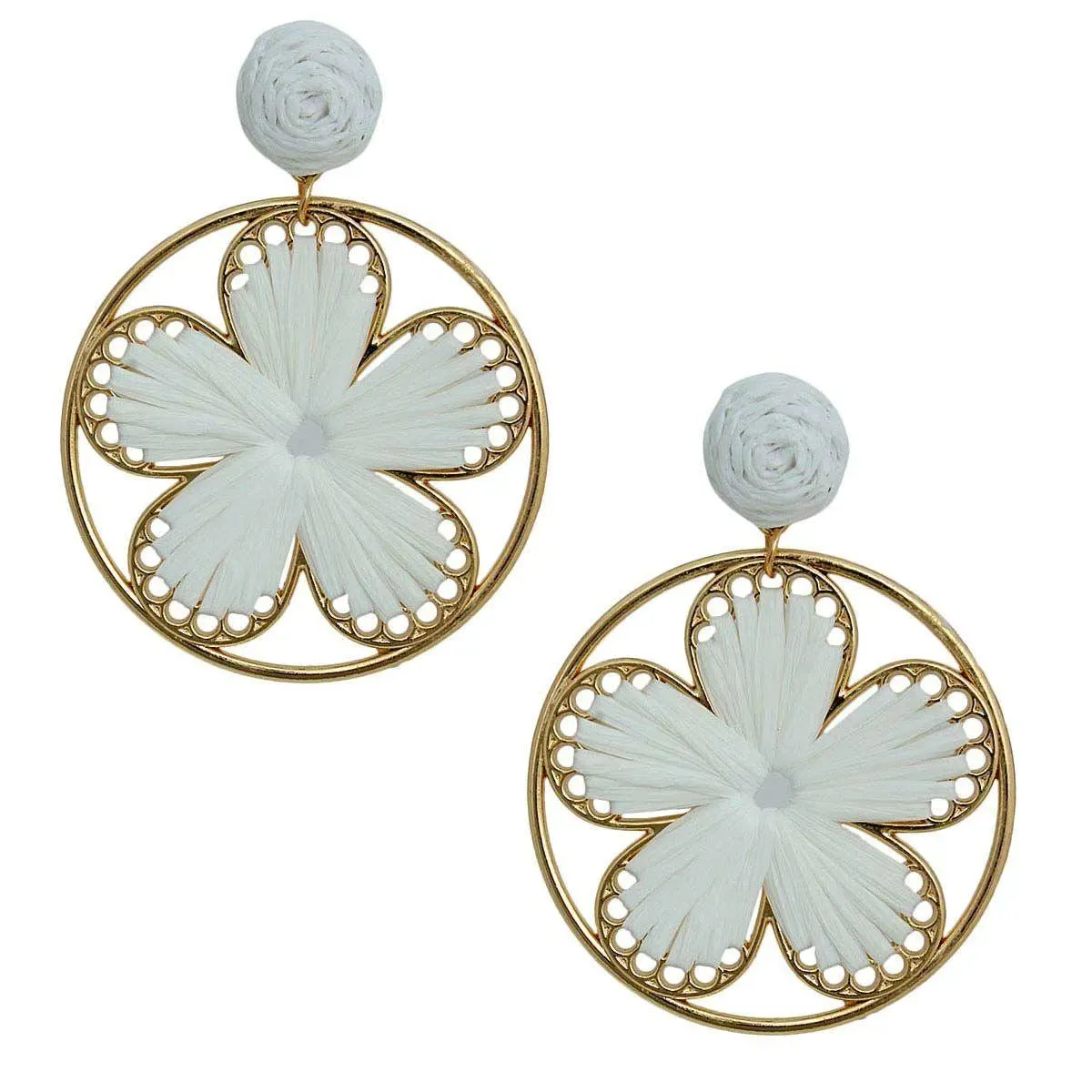 White Raffia Flower Earrings | Stylish & Unique Earrings