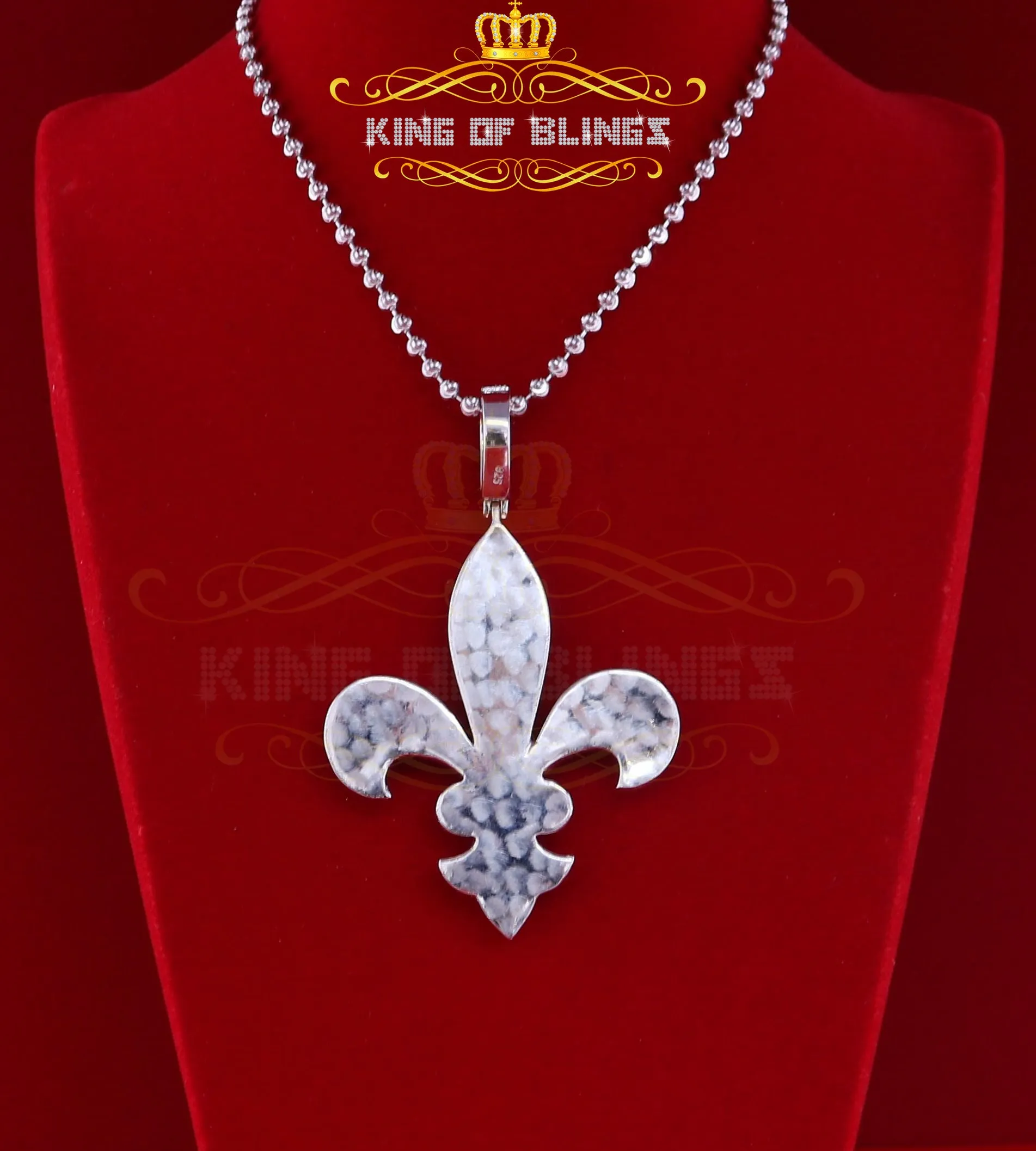 White925 Sterling Silver Fleur de Lis fancy Shape Pendant 16.56ct Cubic Zirconia