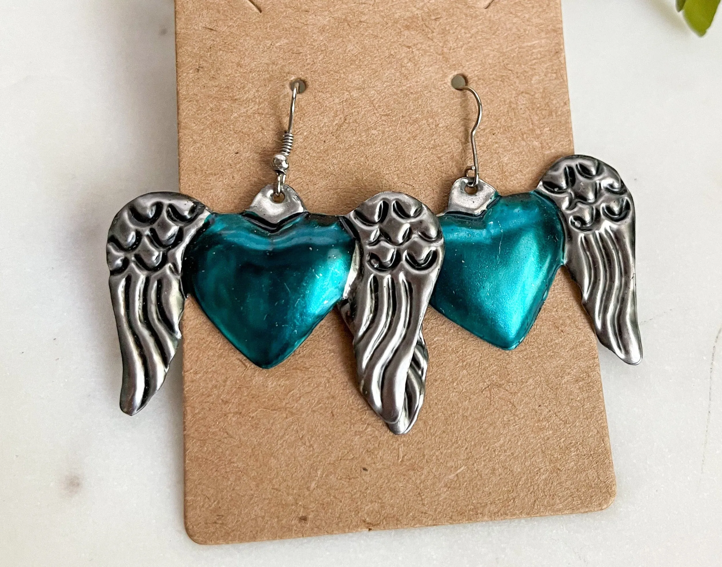 Wing heart earrings