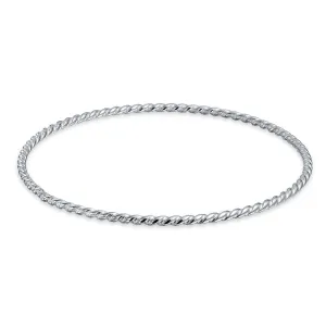 Woven Rope Braided Twisted Bangle Bracelet in Sterling Silver, Stackable Design