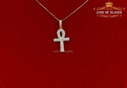 Yellow 925 Mens ANKH Sterling Silver Shape Pendant with 0.82ct Cubic Zirconia